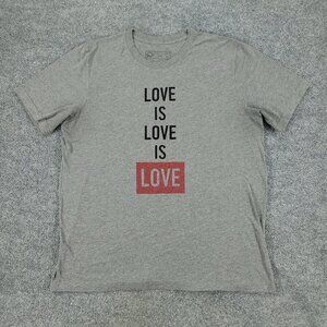 Human Unlimited Shirt Men's XL Gray Love Is Love Graphic Crew Neck Short Sleeve